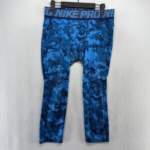 Nike Compression Pants Men's Large Blue Black Pro Hypercool Camo Tights Training